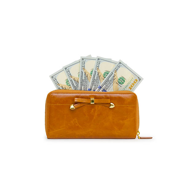 istock Purse with hundred dollar banknote isolated on white background 527511751