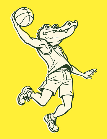 Alligator Jumping With Basketball