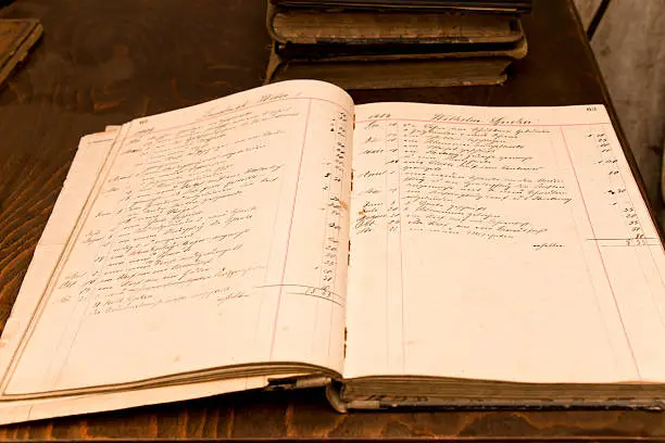 Open order book of a blacksmith from 1909, beautiful handwriting. Order and cost for metal work sorted by months and day.