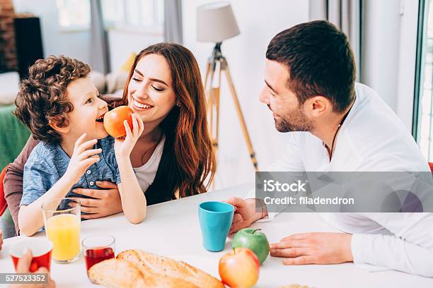 Family Breakfast Stock Photo - Download Image Now - Apple - Fruit, Family, Eating