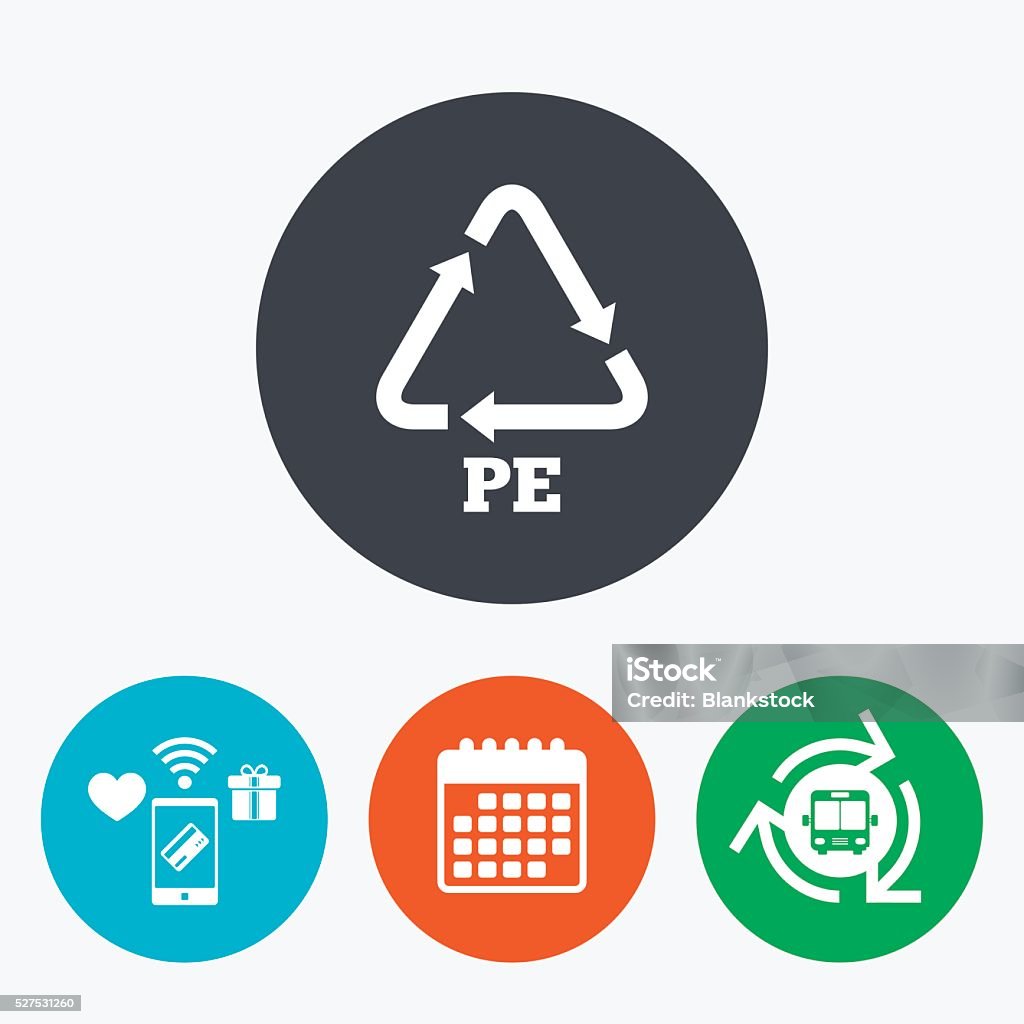 Polietileno icono de signo de PE. Símbolo de reciclaje. - arte vectorial de Aplicación para móviles libre de derechos