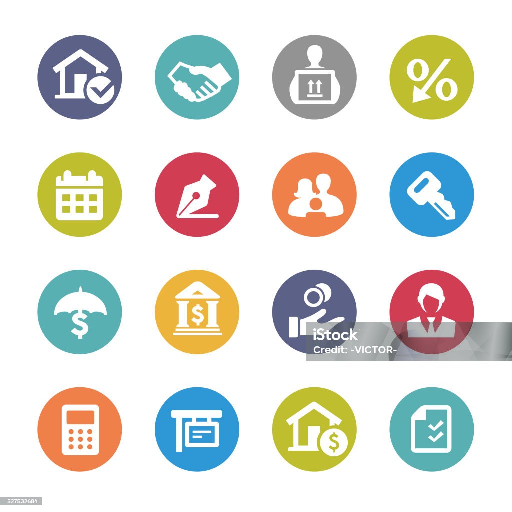 Home Mortgage Icons - Circle Series View All: Insurance Agent stock vector