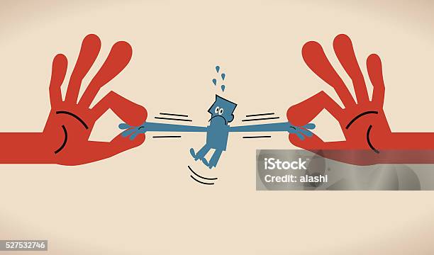 The Global Competition For Talent Two Hands Pulling Businessman Stock Illustration - Download Image Now