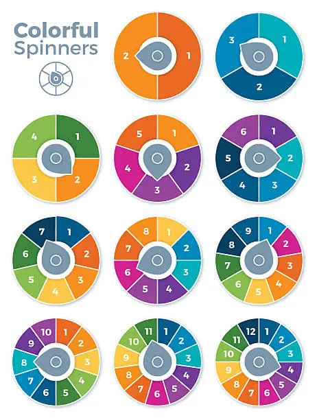 Vector illustration of Numbered Spinner Templates