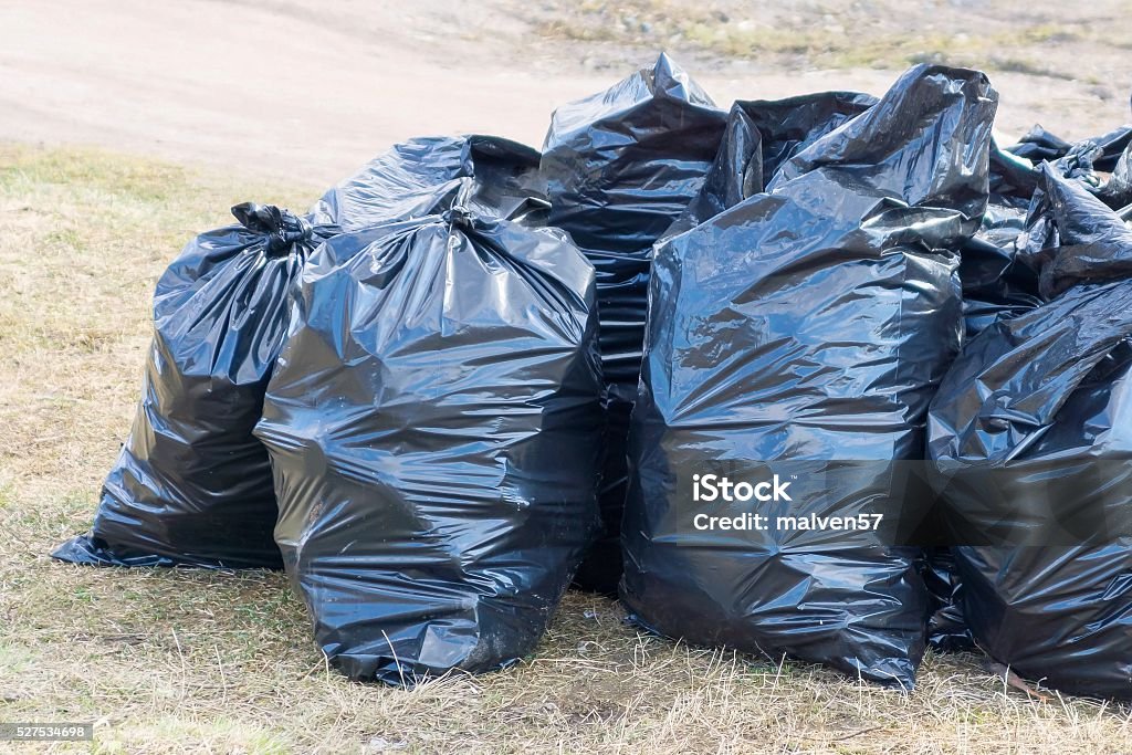 Big Plastic Bags With Garbage Stock Photo - Download Image Now
