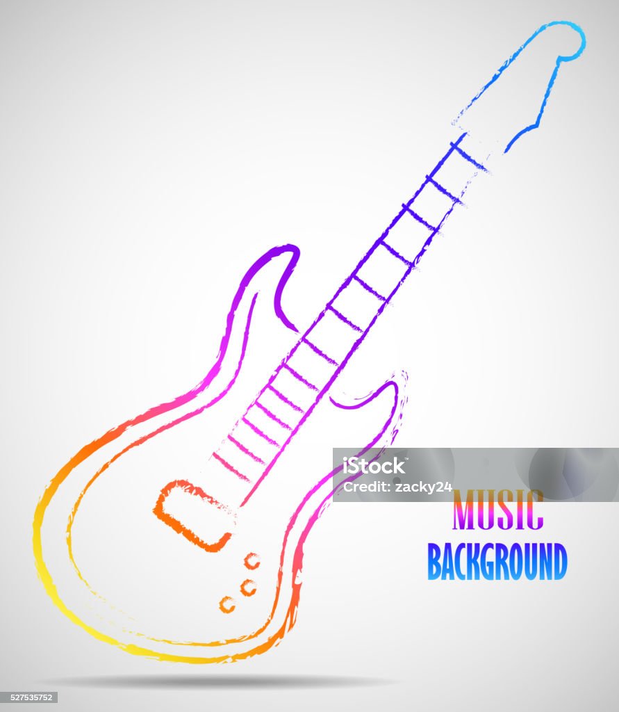 Ghi Chú Âm Nhạc Và Guitar Nhẹ Neon Hình minh họa Sẵn có - Tải ...