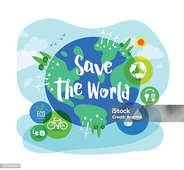 Save The World Sustainable Development Concept Illustration Stock Illustration - Download Image Now