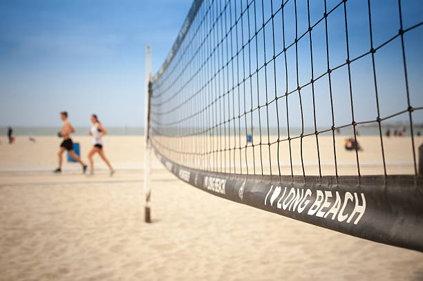 istock Beach volleyball net on the sand at Long Beach, CA 527536714