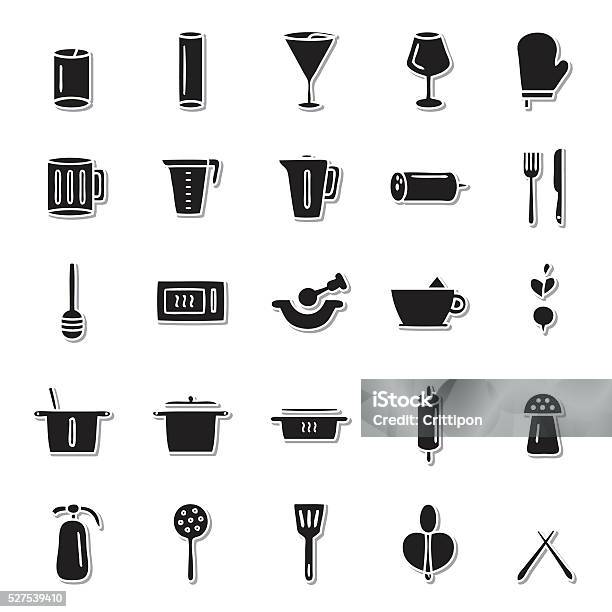 Kitchen Icon Set Stock Illustration - Download Image Now - Arts Culture and Entertainment, Cooking, Crockery
