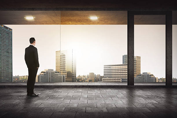 istock Back view of successful manager looking the city 527541040