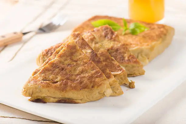 Photo of arab bread murtabak, in setting background