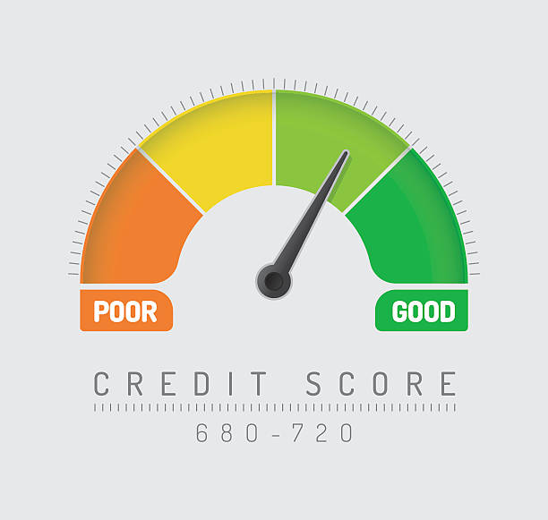 illustrazioni stock, clip art, cartoni animati e icone di tendenza di punteggio di credito gauge - application form loan symbol document