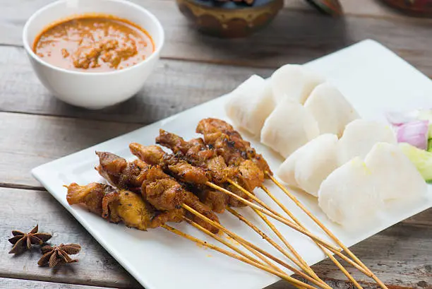 Photo of chicken satay popular asian dish