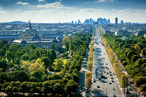 Paris cityscape,Avenue de la Grande Armee,France stock photo