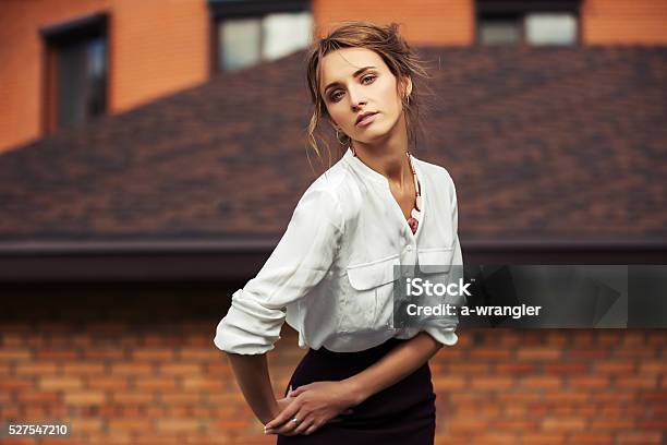 Young Fashion Business Woman On The City Street Stock Photo - Download Image Now - 20-24 Years, 20-29 Years, Adult