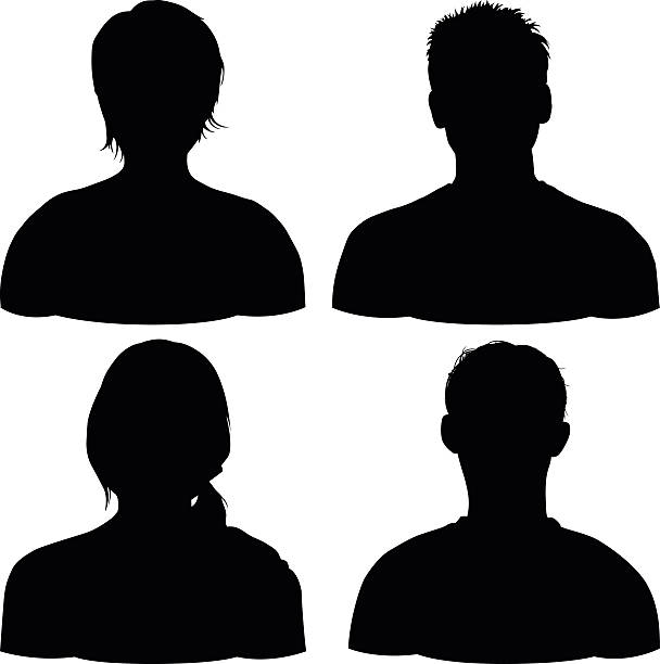 Characters Head silhouettes. portrait silhouettes stock illustrations