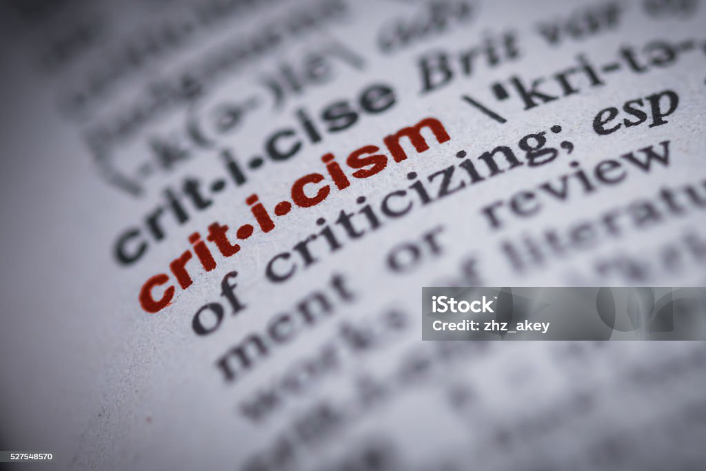 Dictionary definition of word criticism Scolding Stock Photo