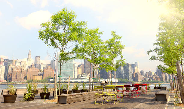 istock NYC Skyline with United Nations Building from a Sidewalk Cafe 527552092