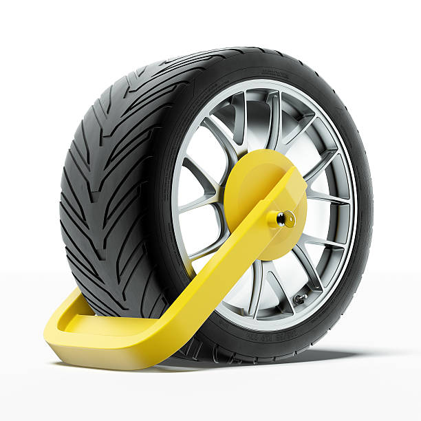 Car wheel clamp Car wheel clamp isolated on a white background. 3d render car boot stock pictures, royalty-free photos & images