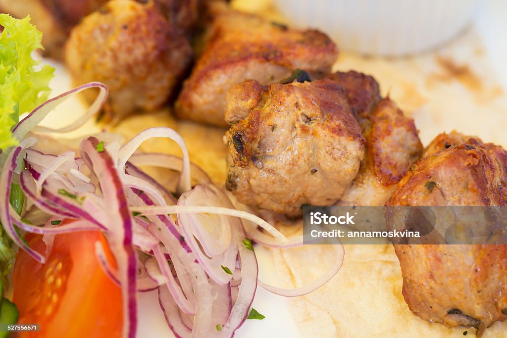 Pork bbq barbecue on a plate fresh Pork bbq barbecue on a white plate Beef Stock Photo