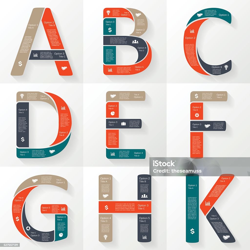 Vector Font Infographic Diagram With Letters Stock Illustration ...