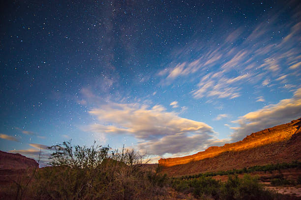 istock Bright Starry night with a Milky way canyon 527557275
