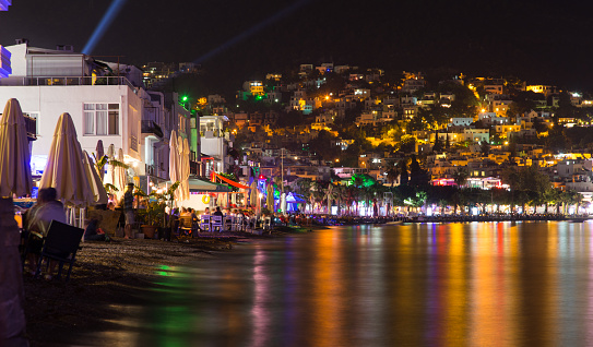 Bodrum Town at Night in Aegean Coast of Turkey