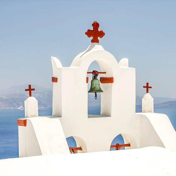 istock view of bell tower in oia santorini 527558903