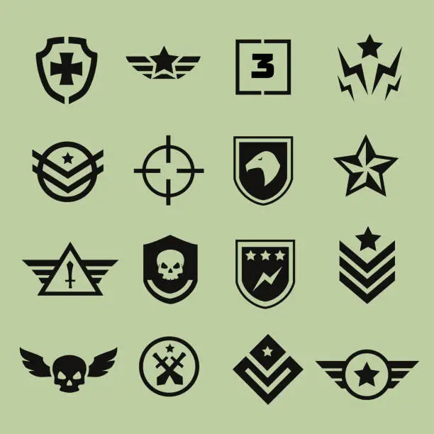 Vector illustration of Military symbol icons