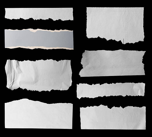 Torn papers Eight pieces of torn paper on black. Copy space torn stock pictures, royalty-free photos & images