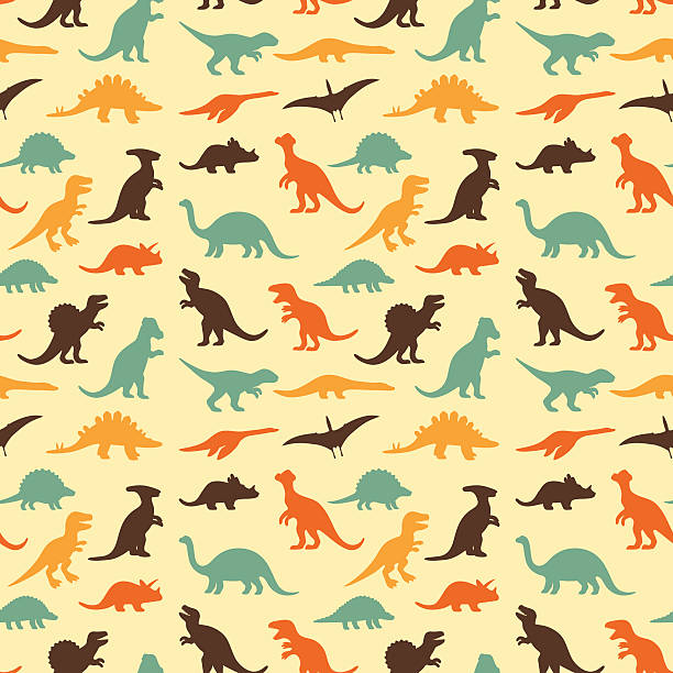 retro dinosaur pattern vector art illustration