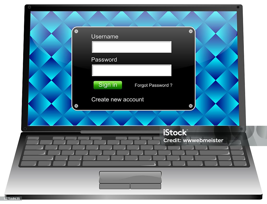 Laptop Computer With Login Screen Stock Illustration - Download Image ...