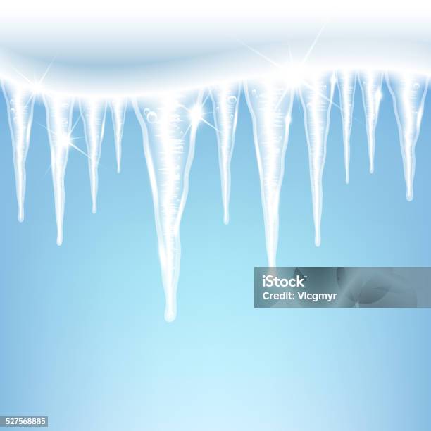 Icicles On A Blue Background Stock Illustration - Download Image Now - Abstract, Brightly Lit, Clean