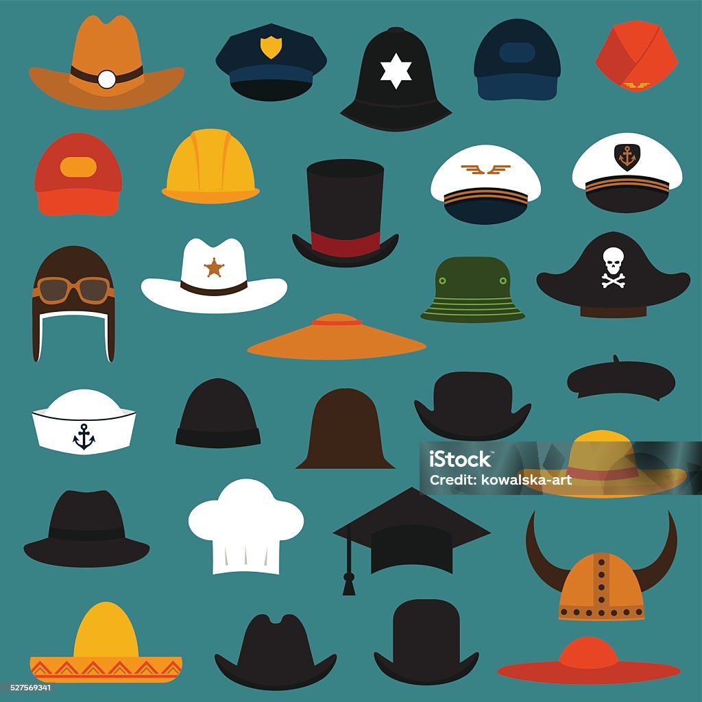 hat and cap vector set hat and cap illustration, fashion set isolated icons  Hat stock vector