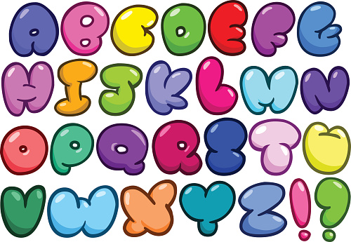 Comic bubble shaped alphabet set