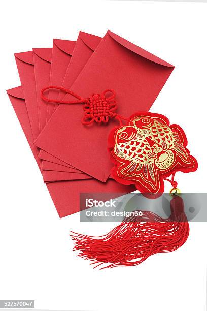 Auspicious Fish Ornament And Red Packets Stock Photo - Download Image Now - Art And Craft, Celebration, Chinese Culture