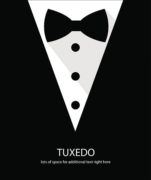 illustrazioni stock, clip art, cartoni animati e icone di tendenza di bianco e nero papillon in stile smoking - tux