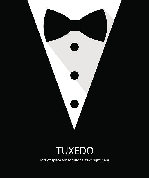 Black and white bow tie tuxedo Black and white bow tie tuxedo illustration flat long shadow bow tie stock illustrations