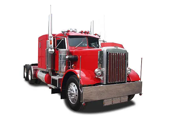 Truck. Semi truck. Tractor. Includes clipping paths for truck, for window opacity, for shadow darkening opacity.