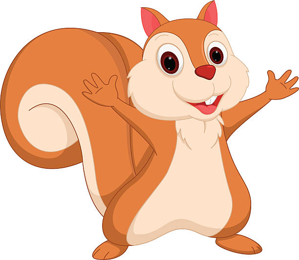 ilustrações de stock, clip art, desenhos animados e ícones de esquilo de desenhos animados feliz - chipmunk