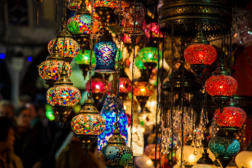Typical lamp inside Grand Bazaar in Istanbul, Turkey.