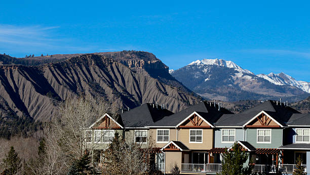 Row of condos with mountains behind in Durango