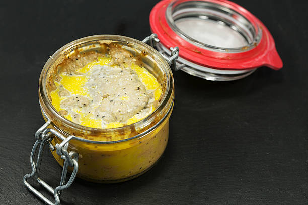 jar of foie gras duck stock photo