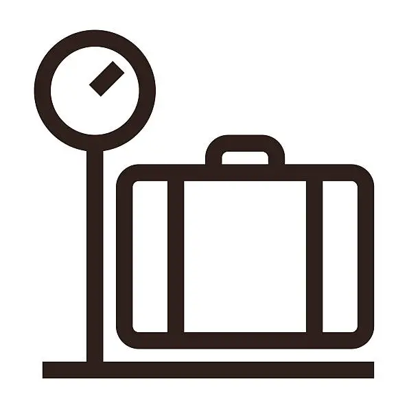 Vector illustration of Luggage on weigh scales icon