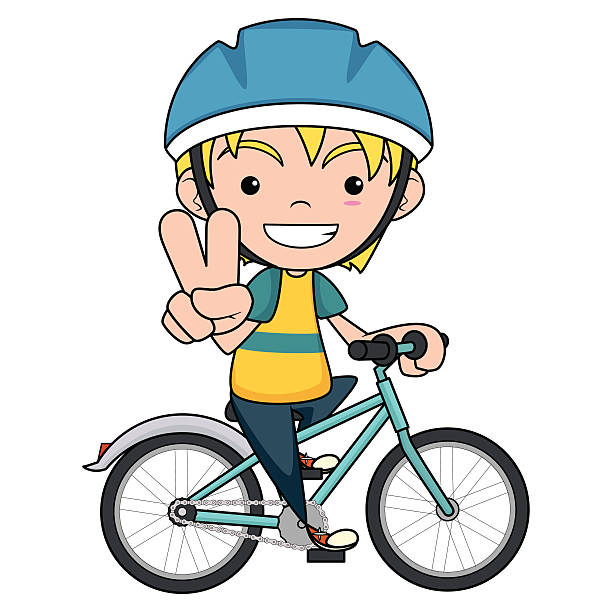 kinder reiten fahrrad, vektor-illustration - cycling helmet cycling sports helmet isolated stock-grafiken, -clipart, -cartoons und -symbole
