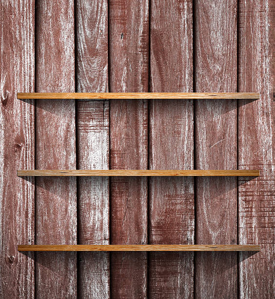 istock Wooden book Shelf background 527615257