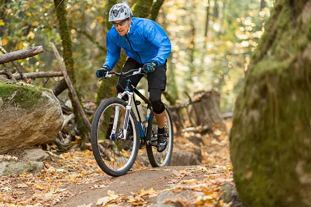 A man riding mountain-bike in a mountain