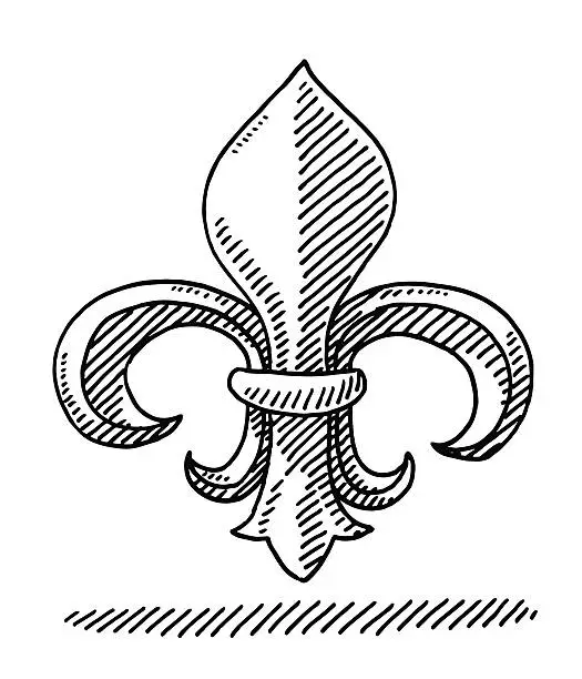 Vector illustration of Fleur De Lys Symbol Drawing