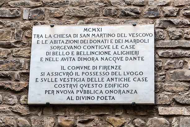 istock Memorial plaque birth place Dante Alighieri with written 527618353