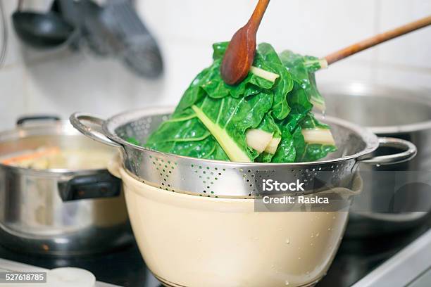 Blanching Hot Chard Using Kitchenware Stock Photo - Download Image Now - Boiling, Spinach, Vegetable